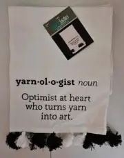 Yarnologist Flour Sack Tea Towel Black & White 28" x 28" Fringe Hobby Lobby