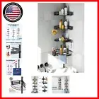 Adjustable Corner Shower Caddy Tension Pole with 4-Tier Rustproof Shelves - B...