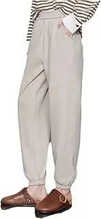 [Generic] Women Fleece Casual Pant Winter Mousse Fleece Thickened Elastic Waist Ankle Length Harem Pants