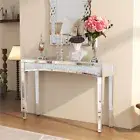 Dazzling Silver Mirrored Entryway Console Table Crushed Diamond Inlay Side Table