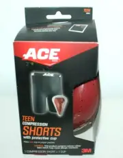 ACE TEEN COMPRESSION SHORTS W/ PROTECTIVE CUP WAIST SIZE(30-35")