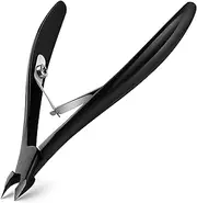 BEZOX Precision Cuticle Nippers (4mm) - Professional Half Jaw Cuticle Cutter Stainless Steel for Manicure and Pedicure Salon Quality Cuticle Remover (Black)