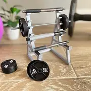 Squat Rack Holder, Squat Rack Ornaments with Barbells and Weights, Funny Barbell Rack Holder Desk Organizer Fun Fitness Enthusiasts and Weightlifting Fans