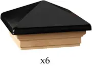 6 Deckorators 4" x 4" Victoria Black High Point Post Cap, Cedar 73520