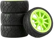 4pcs RC Car Rubber Tires & Wheels Rims 12mm Hex Hub for WLtoys 144001 and 1/18 1/16 1/10 Car Tyre(Green)