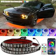 6PCS Double Row LED RGB Light Strip Underglow Lamp For Dodge Challenger SRT R/T