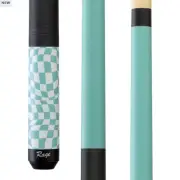 Rage RG07 Sky Blue Checker Flag Cue w/ Black Linen Wrap Billiard/Cue Stick