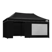 Instahut Gazebo Pop Up Marquee 3X6m Folding Wedding Tent Gazebos Shade Black fab
