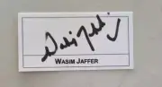 WASIM JAFFER CRICKET SIGNED IN PERSON NEAT CUT CARD INDIA AUSTRALIA ATTAX IPL
