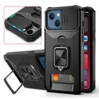 360° Rotating Ring Kickstand Armor Case Slide Camera Cover for iPhone 14 13 12