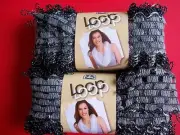 DMC Loop Enchantment lacy ribbon yarn for crochet, Gray/black, lot of 2
