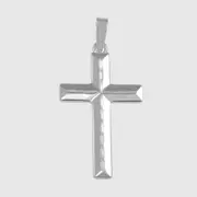925 Sterling Silver Flat Cross Pendant Mens Religious Necklace High Polish Classic