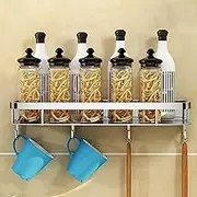 OTHZON Spice Rack Wall Mounted,304 Stainless Steel Hanging Spice Shelf Condiment Bottle Organizer Holder For Spices Condiments(Size:50cm,Color:silver)