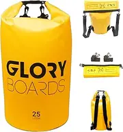 [Glory Boards] Dry Bag 25L - Waterproof Backpack & Swim Bag for SUP, Kayak, Camping & Outdoor Adventures | Yellow, Yellow, 25 L