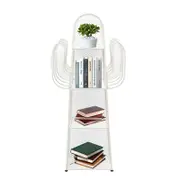 Catzon Freestanding Bookshelves Cactus Shaped 4-Tier for Small Spaces-White