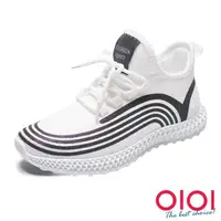 在飛比找momo購物網優惠-【0101】炫彩螢光流線綁帶休閒鞋(白)