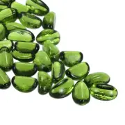 Ceramics Beads, Flat Ceramics Green Iridescent 0.43 to 0.98 Inch Pebbles