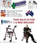 Days Seat Walker With Handbrakes And Curved Backrest, Red Rollator Mobility.