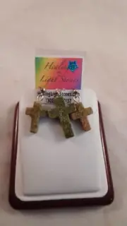 Handcrafted Natural Unakite Cross Pendant/ Earrings by Healing Light Stones