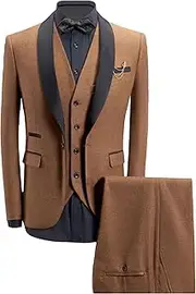 [Maiyifu-GJ] Men's Slim Fit 3 Piece Tuxedo Set Shawl Lapel 1 Button Blazer Jacket Vest Pants Sets Business Wedding Prom Suits