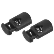 10pcs Plastic Cord Locks 0.4" x 0.3" Single Hole Spring End Toggle Stopper Black
