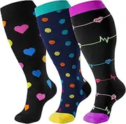 bropite Plus Size Compression Socks Wide Calf for Women & Men 20-30 mmhg-Extra Wide Calf Knee High Support Socks