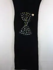 Betsey Johnson Scarf Chunky Knit Infinity Sequin Bow Black Acrylic New With Tags