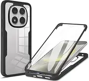Ephoou for Xiaomi Redmi Note 14 Pro 4G Clear Case with Screen Protector, Dual Layer Full Body Shockproof Dustproof All-Inclusive Cover Case for Redmi Note 14 Pro 4G QB-Black