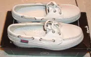 nos womens sebago leather deck shoes foredeck sz 5m off white ice no. 32-577