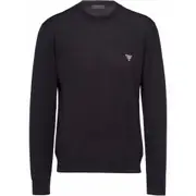 [Prada] Prada Logo-embroidered Wool Jumper 48 IT BLACK