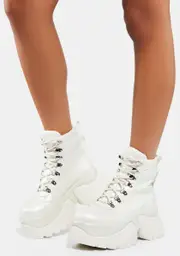 [Koi Footwear] White Gooey Platform Boots