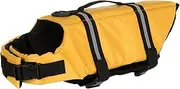 Pet Life Jacket, Reflective Breathable Mesh Portable Dog Lifesaver Flotation Vest, Dog Life Vest with Reflective Stripes Adjustable Life Jacket for Boating Swimming and Beach(S-Yellow)