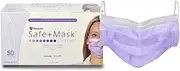 Medicom Safe+Mask Premier 3-Ply Layers, Breathable, Adjustable Earloops, Fluid Resistant, Protective PPE, Non-Woven, Disposable, Latex Free - (50/Box) (Lavender)