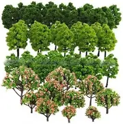 Model Tree 70Pcs/Set Assorted DIY Simulation Miniature Trees with Stake Model Trees for Architecture Model Railway Scenery Landscape Miniature Trees
