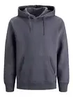 Jack & Jones Men's Plain Hoodie in Grisaille Relaxed Fit 12161145 soft cotton