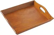 Wood Serving Tray with Handles, Decorative Serving Trays Platter for Breakfast in Bed, Lunch, Dinner, Appetizers, Patio, Ottoman, Coffee Table, BBQ, Party (Retro Color)
