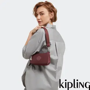 Kipling 熱葡萄酒紅大開口斜背小包-LAURI MINI