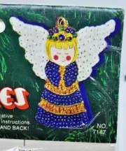 Walco ANGEL Tree-Dees Vintage Sequin Bead Christmas Ornament Craft Kit NOS