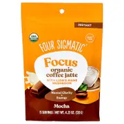 Four Sigmatic, Focus, Organic Instant Coffee Latte with Lion's Mane Mushroom, Mocha, 4.23 oz (120 g)