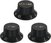 uxcell 3pcs Metric Top Hat Bell Knobs, 1 Volume 2 Tone Control Guitar Knobs Set for Electric Guitar Bass Split Shaft Pots, Black Gold