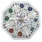 12" Marble Table Top Lapis Paua Shell Floral Art Inlay Marquetry Home Decor Art