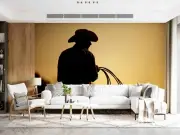 3D Cowboy Silhouette Wallpaper Wall Mural Removable Self-adhesive 970