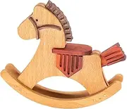 Generic Mini Wooden Rocking Horse Model Desktop Ornament Collecting Table Centerpiece Miniature Horse Statue Unfinished for Desk