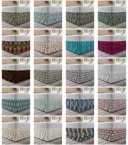 Ambesonne Abstract Symbol Bedskirt Elastic Wrap Around Skirt Gathered Design