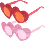 ULDIGI 2pcs Sun Visor Sunglasses Creative Glasses Sunglasses Cosplay Eyewear Valentine Glasses Sunglasses Cute Sunglasses Frames Diamond Glasses Red Party Heart-Shaped Plastic Gold Powder