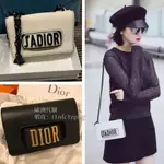 法國代購 DIOR MINI J'ADIOR FLAP BAG 牛皮手拿包 18CM單肩斜挎黑 白 現貨