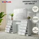 WHITE MAKE-UP DRESSER TABLE WITH SMALL LED MIRROR WITH 10 DRAWERS KL-DS06-T