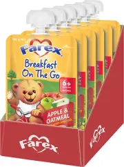 Farex Apple & Oatmeal Breakfast on the Go Baby Food for 6+ Months Babies 120 ...
