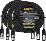 3 Units - 8 Meter - WBC-PRO-Quad Ultra-Silent Ultra-Flexible Balanced Star-Quad Cable with Amphenol Male & Female XLR Plugs & Black Tweed Jacket