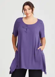 [TS] Taking Shape Rosette Natural Tunic Size 16 in Purple Iris, Viscose - Plus Size Women's Clothing Purple Iris